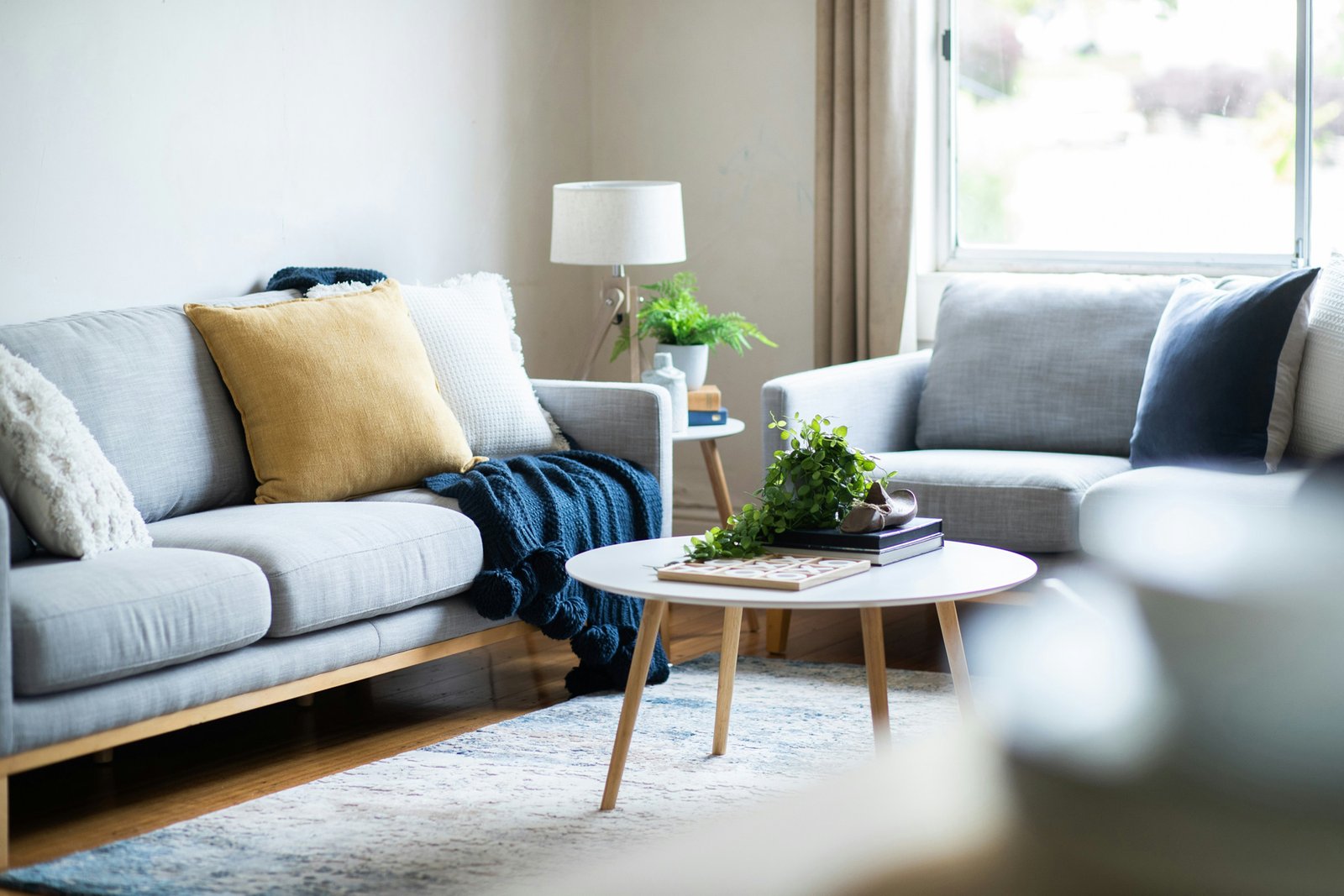 Fleck auf Couch im Wohnzimmer wird behandelt